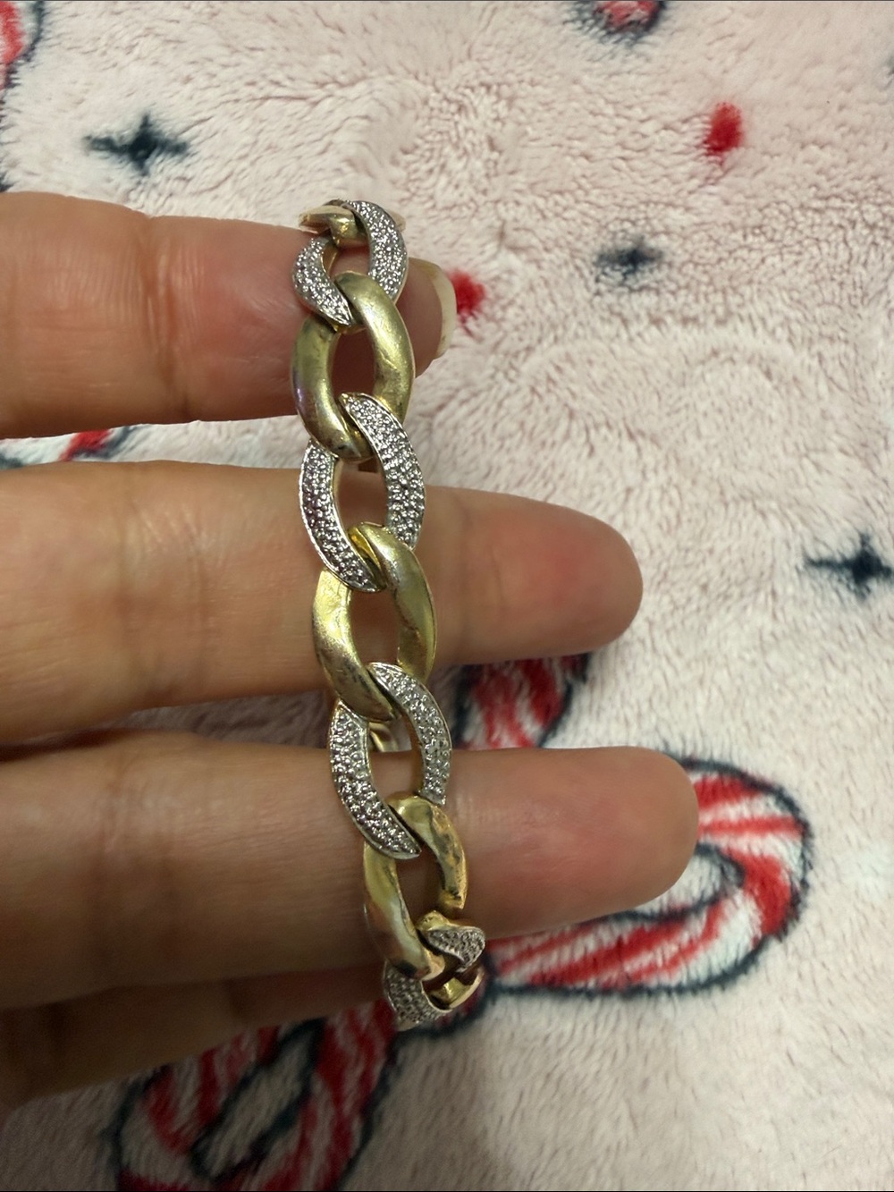 Gold and Silver Pavé Link Bracelet - Women's Jewelry